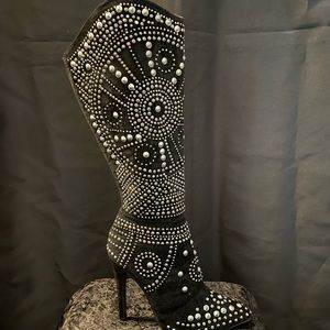 Studded heeled boot